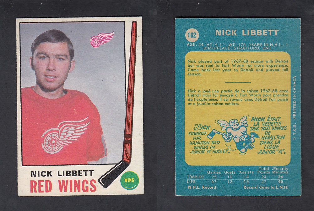 1969-70 O-PEE-CHEE HOCKEY CARD #162 N. LIBBETT photo 1969-70 O-PEE-CHEE HOCKEY CARD #162 N. LIBBETT photo