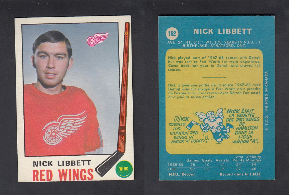 1969-70 O-PEE-CHEE HOCKEY CARD #162 N. LIBBETT photo 1969-70 O-PEE-CHEE HOCKEY CARD #162 N. LIBBETT photo