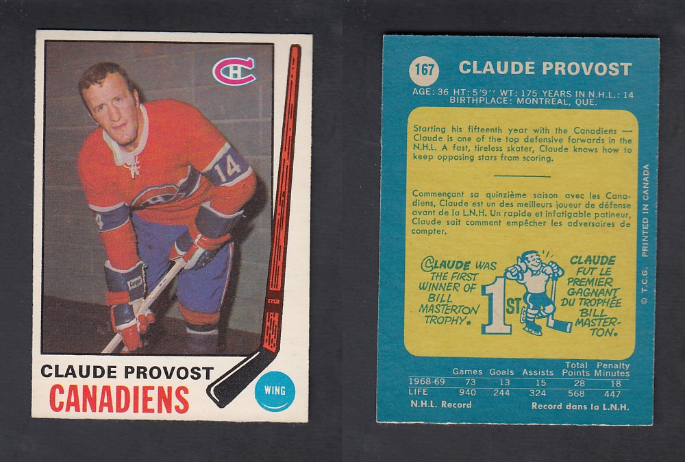 1969-70 O-PEE-CHEE HOCKEY CARD #167 C. PRONOVOST photo 1969-70 O-PEE-CHEE HOCKEY CARD #167 C. PRONOVOST photo