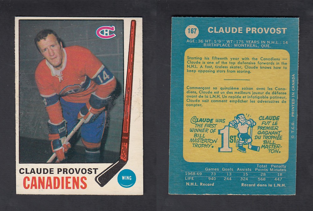 1969-70 O-PEE-CHEE HOCKEY CARD #167 C. PRONOVOST photo 1969-70 O-PEE-CHEE HOCKEY CARD #167 C. PRONOVOST photo
