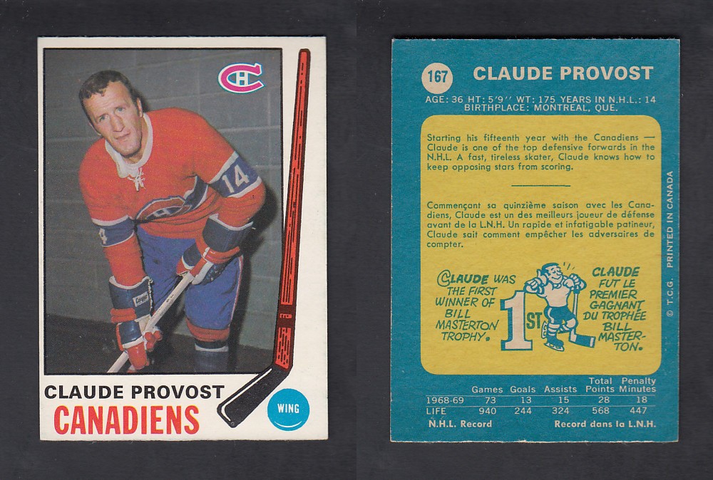 1969-70 O-PEE-CHEE HOCKEY CARD #167 C. PRONOVOST photo 1969-70 O-PEE-CHEE HOCKEY CARD #167 C. PRONOVOST photo