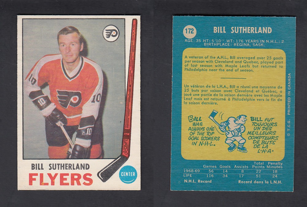 1969-70 O-PEE-CHEE HOCKEY CARD #172 B. SUTHERLAND photo 1969-70 O-PEE-CHEE HOCKEY CARD #172 B. SUTHERLAND photo