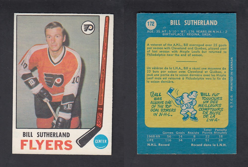 1969-70 O-PEE-CHEE HOCKEY CARD #172 B. SUTHERLAND photo 1969-70 O-PEE-CHEE HOCKEY CARD #172 B. SUTHERLAND photo