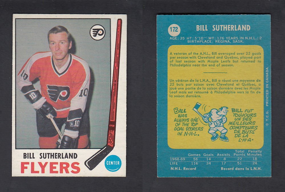1969-70 O-PEE-CHEE HOCKEY CARD #172 B. SUTHERLAND photo 1969-70 O-PEE-CHEE HOCKEY CARD #172 B. SUTHERLAND photo
