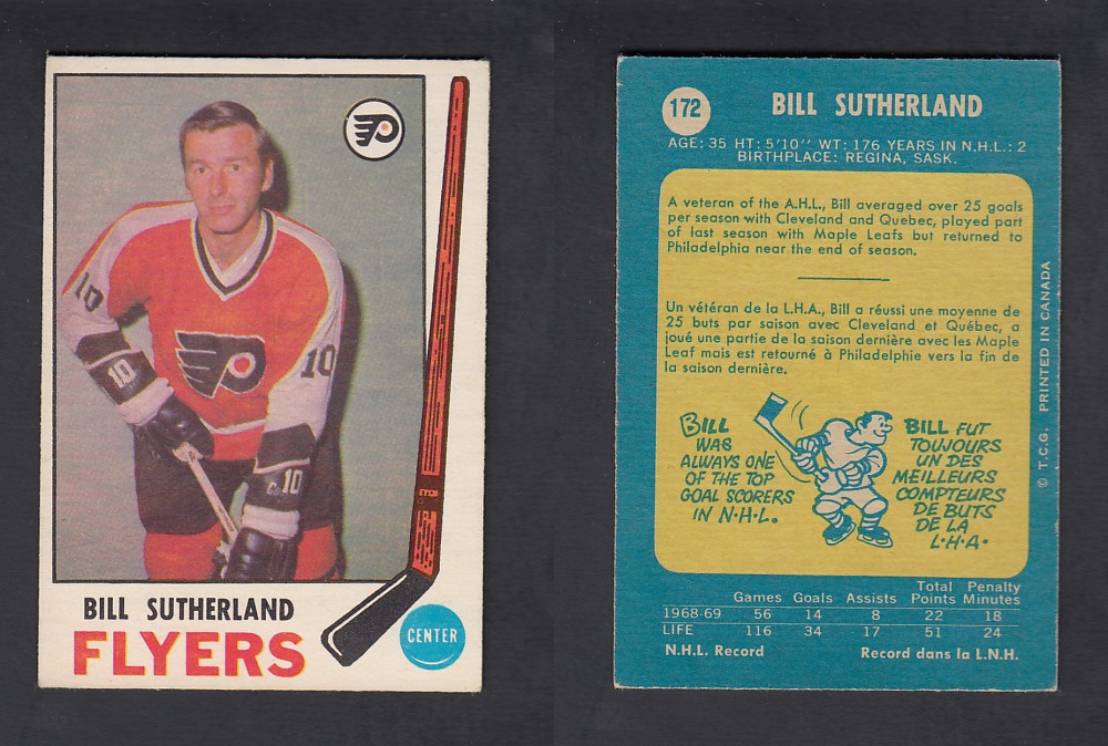 1969-70 O-PEE-CHEE HOCKEY CARD #172 B. SUTHERLAND photo 1969-70 O-PEE-CHEE HOCKEY CARD #172 B. SUTHERLAND photo