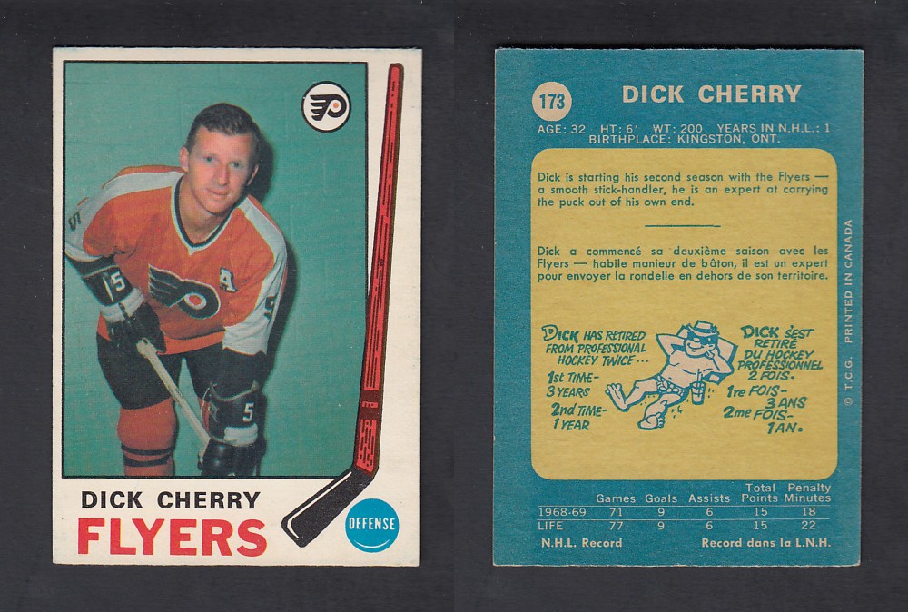1969-70 O-PEE-CHEE HOCKEY CARD #173 D. CHERRY photo 1969-70 O-PEE-CHEE HOCKEY CARD #173 D. CHERRY photo