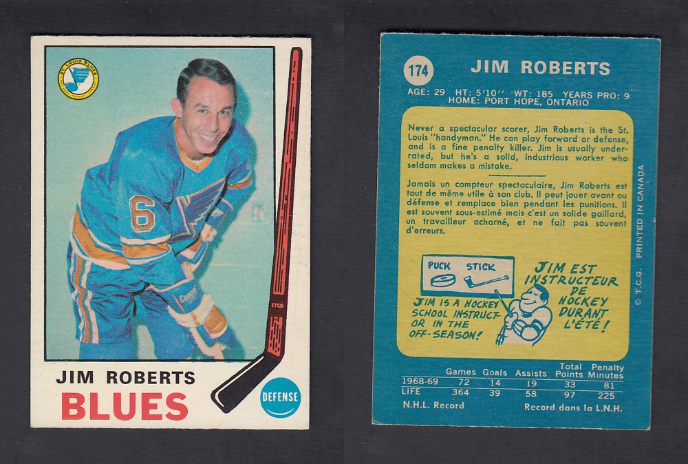 1969-70 O-PEE-CHEE HOCKEY CARD #174 J. ROBERTS photo 1969-70 O-PEE-CHEE HOCKEY CARD #174 J. ROBERTS photo