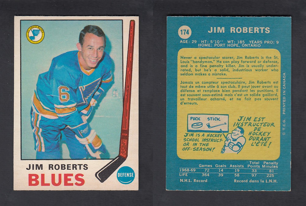 1969-70 O-PEE-CHEE HOCKEY CARD #174 J. ROBERTS photo 1969-70 O-PEE-CHEE HOCKEY CARD #174 J. ROBERTS photo