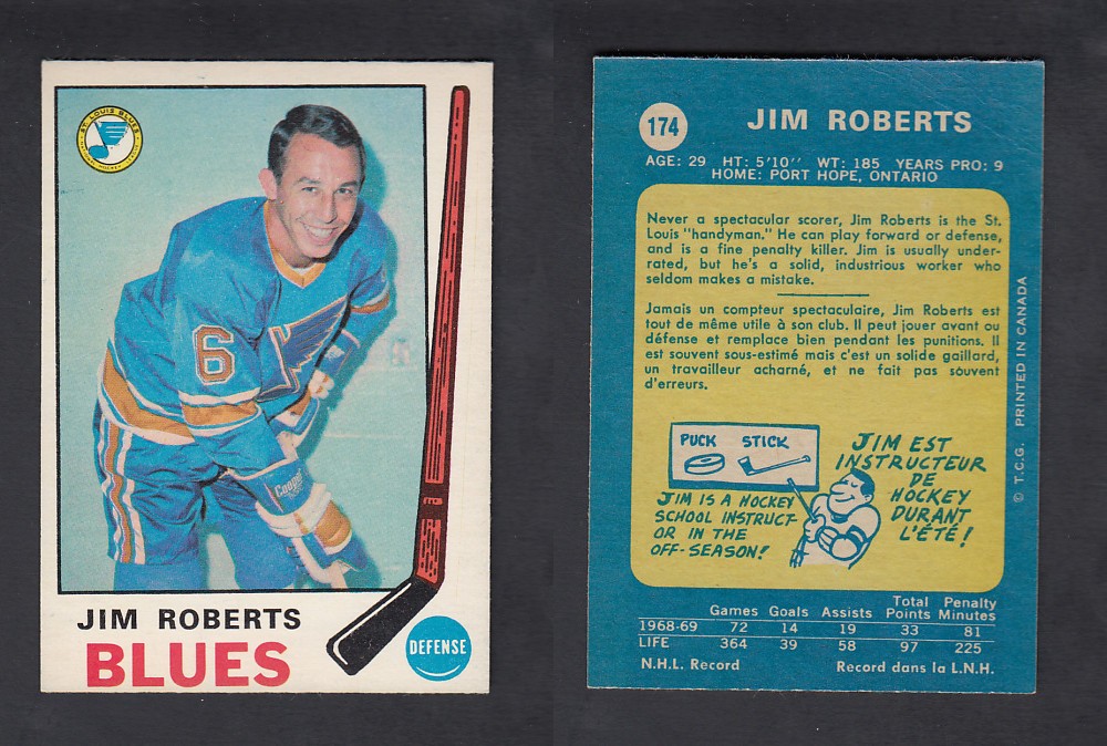 1969-70 O-PEE-CHEE HOCKEY CARD #174 J. ROBERTS photo 1969-70 O-PEE-CHEE HOCKEY CARD #174 J. ROBERTS photo