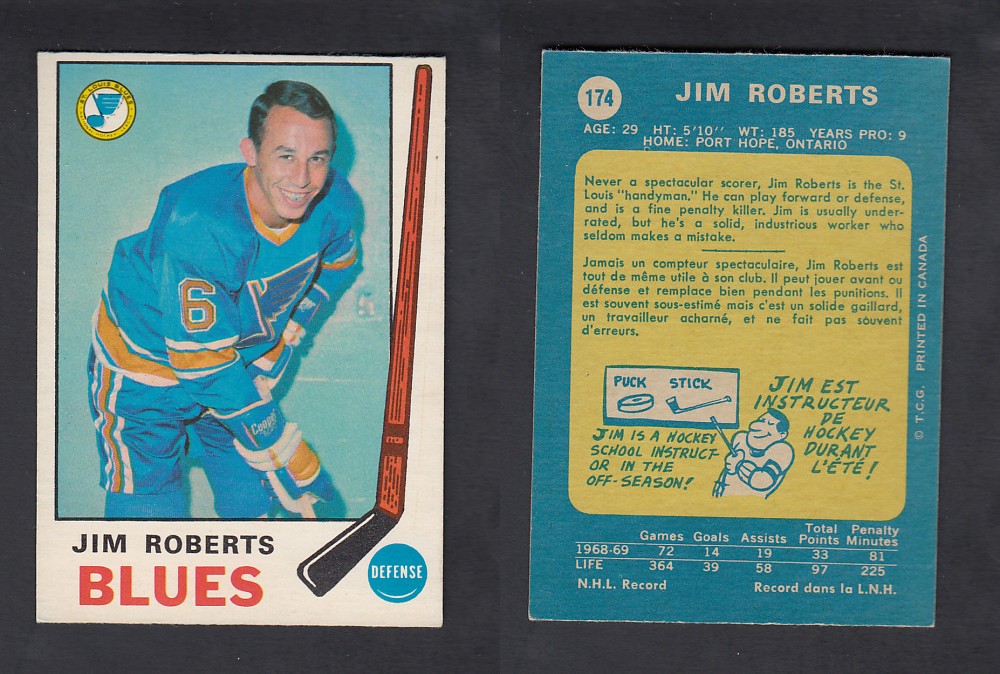 1969-70 O-PEE-CHEE HOCKEY CARD #174 J. ROBERTS photo 1969-70 O-PEE-CHEE HOCKEY CARD #174 J. ROBERTS photo
