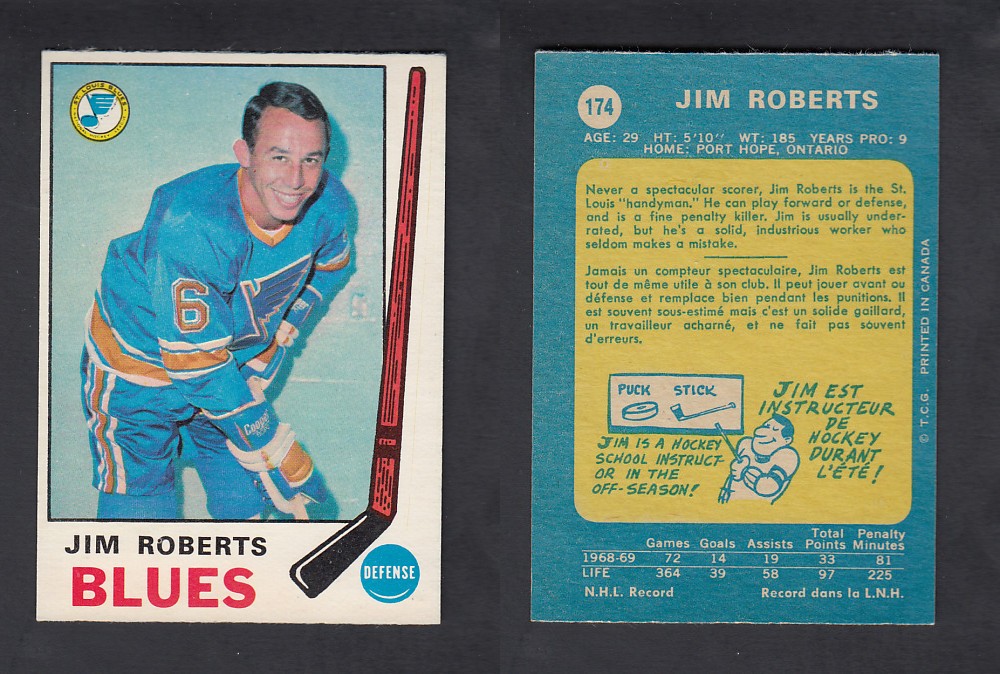 1969-70 O-PEE-CHEE HOCKEY CARD #174 J. ROBERTS photo 1969-70 O-PEE-CHEE HOCKEY CARD #174 J. ROBERTS photo