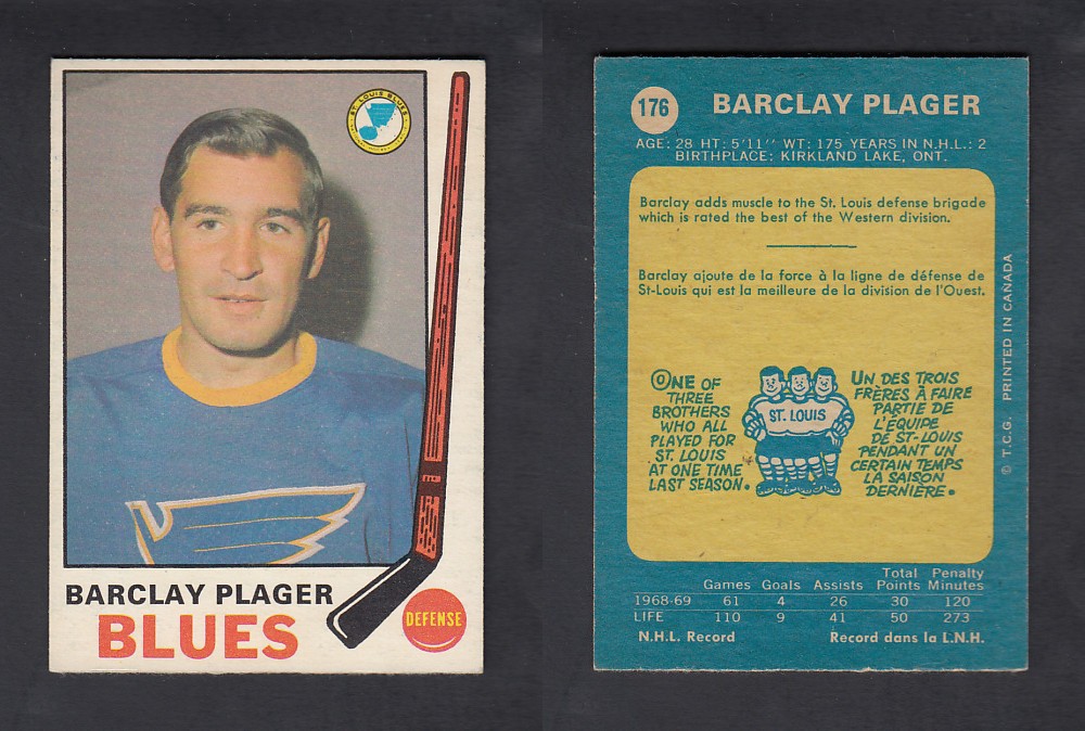 1969-70 O-PEE-CHEE HOCKEY CARD #176 B. PLAGER photo 1969-70 O-PEE-CHEE HOCKEY CARD #176 B. PLAGER photo
