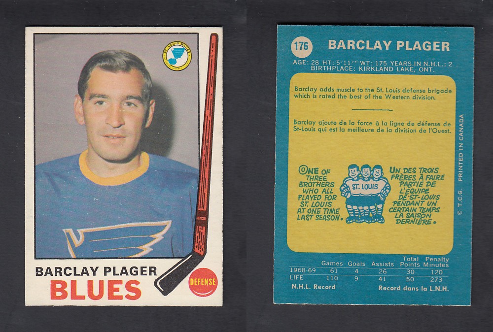 1969-70 O-PEE-CHEE HOCKEY CARD #176 B. PLAGER photo 1969-70 O-PEE-CHEE HOCKEY CARD #176 B. PLAGER photo