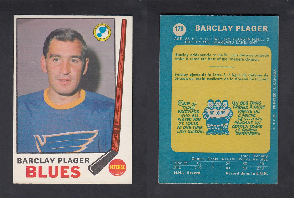 1969-70 O-PEE-CHEE HOCKEY CARD #176 B. PLAGER photo 1969-70 O-PEE-CHEE HOCKEY CARD #176 B. PLAGER photo