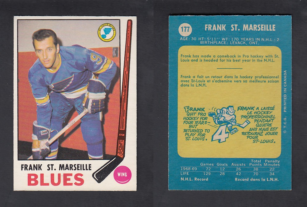 1969-70 O-PEE-CHEE HOCKEY CARD #177 F. ST. MARSEILLE photo 1969-70 O-PEE-CHEE HOCKEY CARD #177 F. ST. MARSEILLE photo