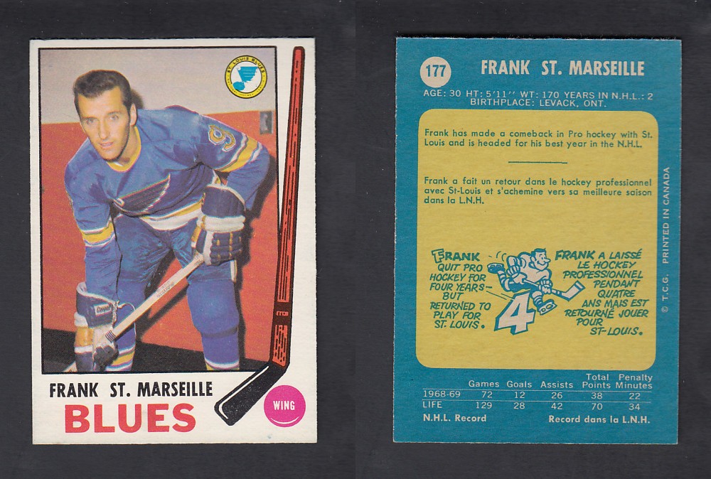 1969-70 O-PEE-CHEE HOCKEY CARD #177 F. ST. MARSEILLE photo 1969-70 O-PEE-CHEE HOCKEY CARD #177 F. ST. MARSEILLE photo