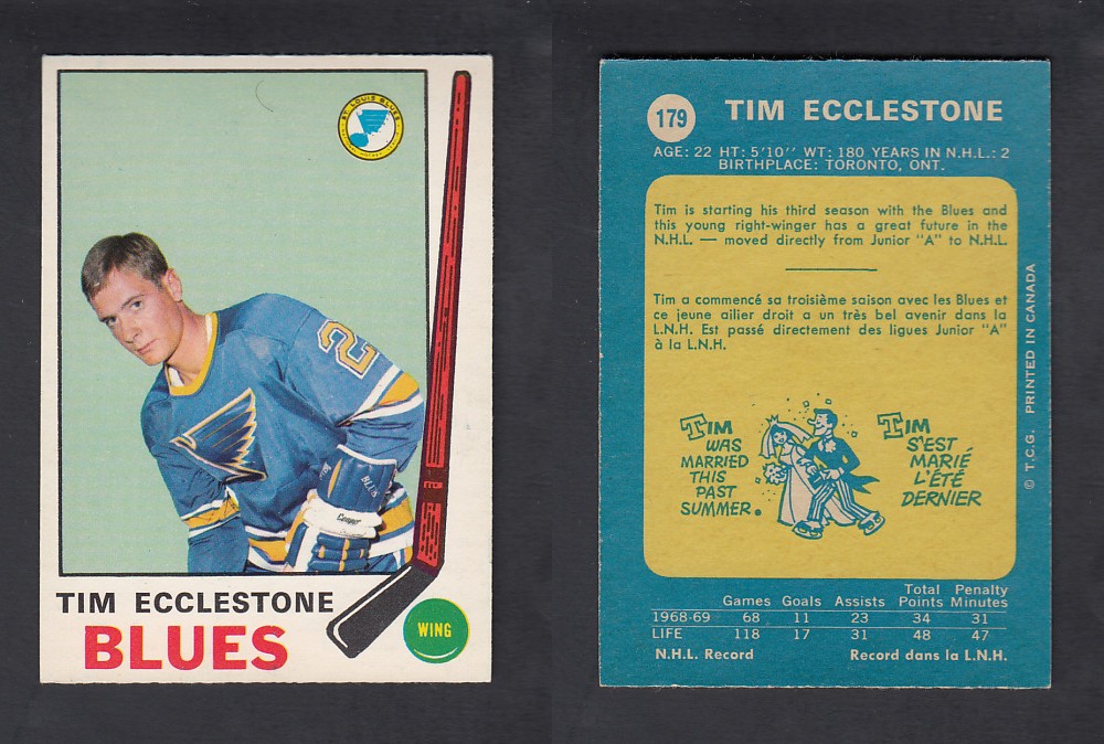 1969-70 O-PEE-CHEE HOCKEY CARD #179 T. ECCLESTONE photo 1969-70 O-PEE-CHEE HOCKEY CARD #179 T. ECCLESTONE photo