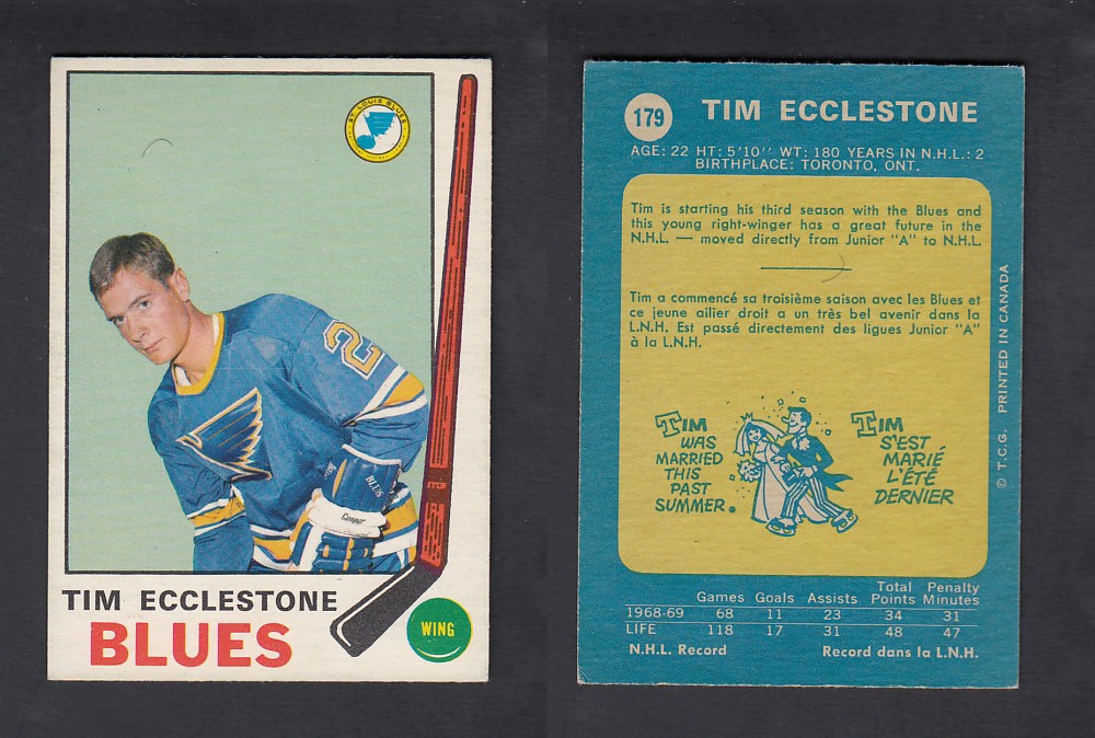 1969-70 O-PEE-CHEE HOCKEY CARD #179 T. ECCLESTONE photo 1969-70 O-PEE-CHEE HOCKEY CARD #179 T. ECCLESTONE photo
