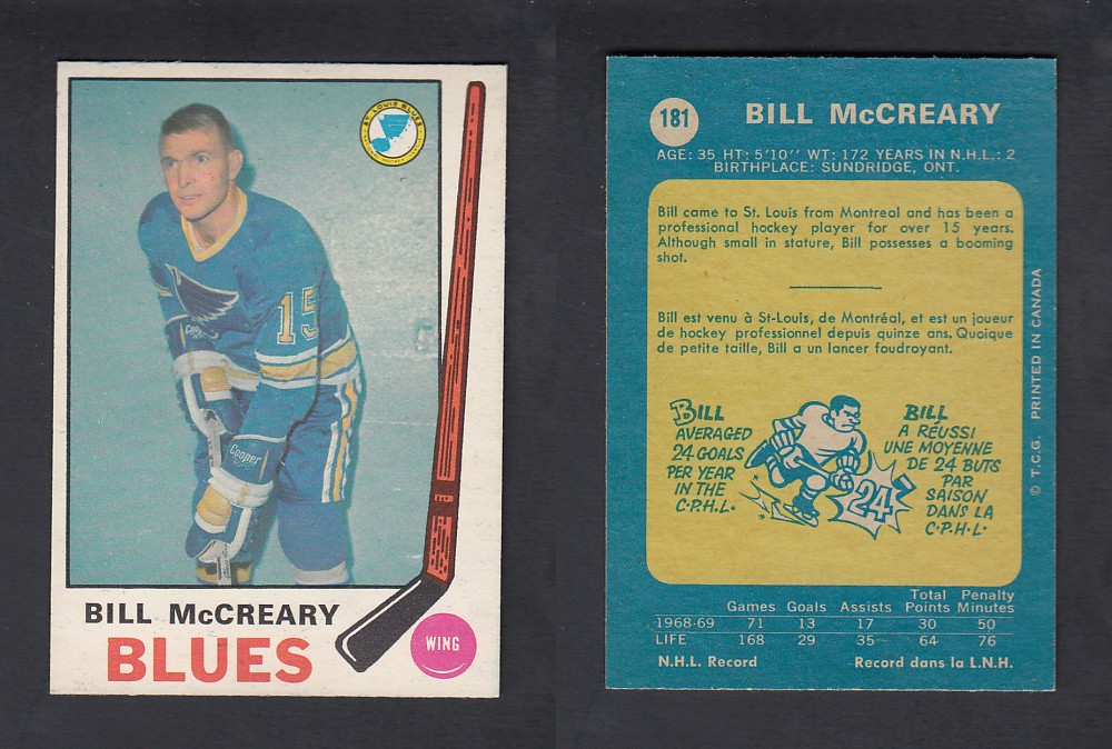 1969-70 O-PEE-CHEE HOCKEY CARD #181 B. MCCREARY photo 1969-70 O-PEE-CHEE HOCKEY CARD #181 B. MCCREARY photo