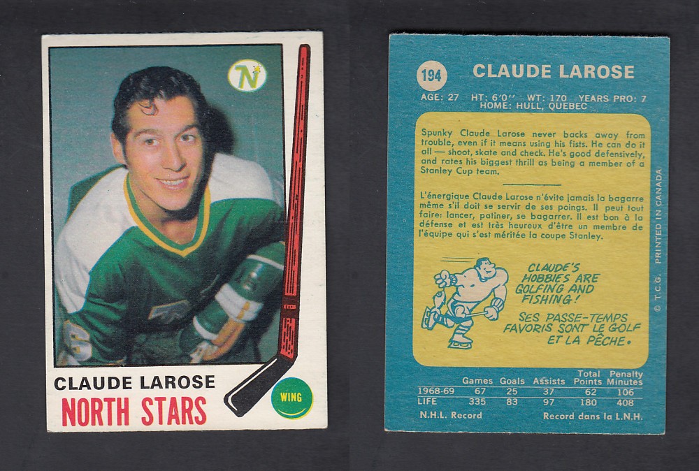 1969-70 O-PEE-CHEE HOCKEY CARD #194 C. LAROSE photo 1969-70 O-PEE-CHEE HOCKEY CARD #194 C. LAROSE photo