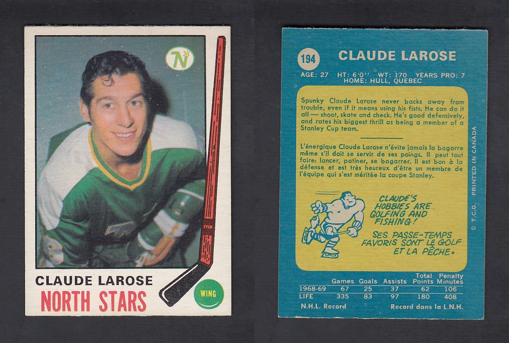 1969-70 O-PEE-CHEE HOCKEY CARD #194 C. LAROSE photo 1969-70 O-PEE-CHEE HOCKEY CARD #194 C. LAROSE photo