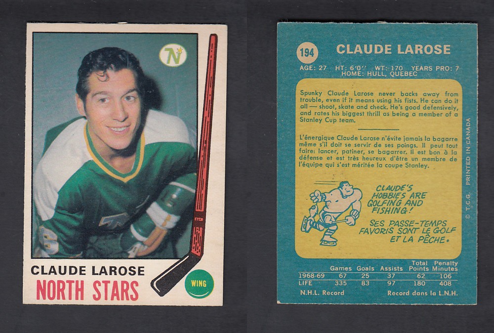 1969-70 O-PEE-CHEE HOCKEY CARD #194 C. LAROSE photo 1969-70 O-PEE-CHEE HOCKEY CARD #194 C. LAROSE photo