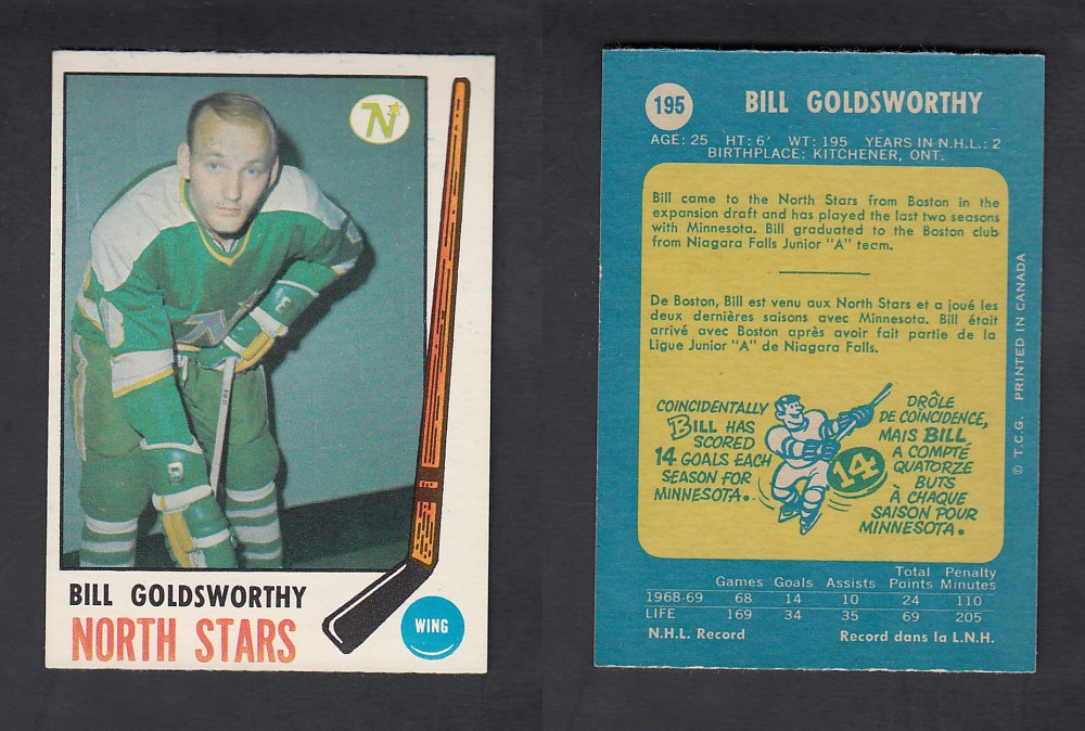 1969-70 O-PEE-CHEE HOCKEY CARD #195 B. GOLDSWORTHY photo 1969-70 O-PEE-CHEE HOCKEY CARD #195 B. GOLDSWORTHY photo