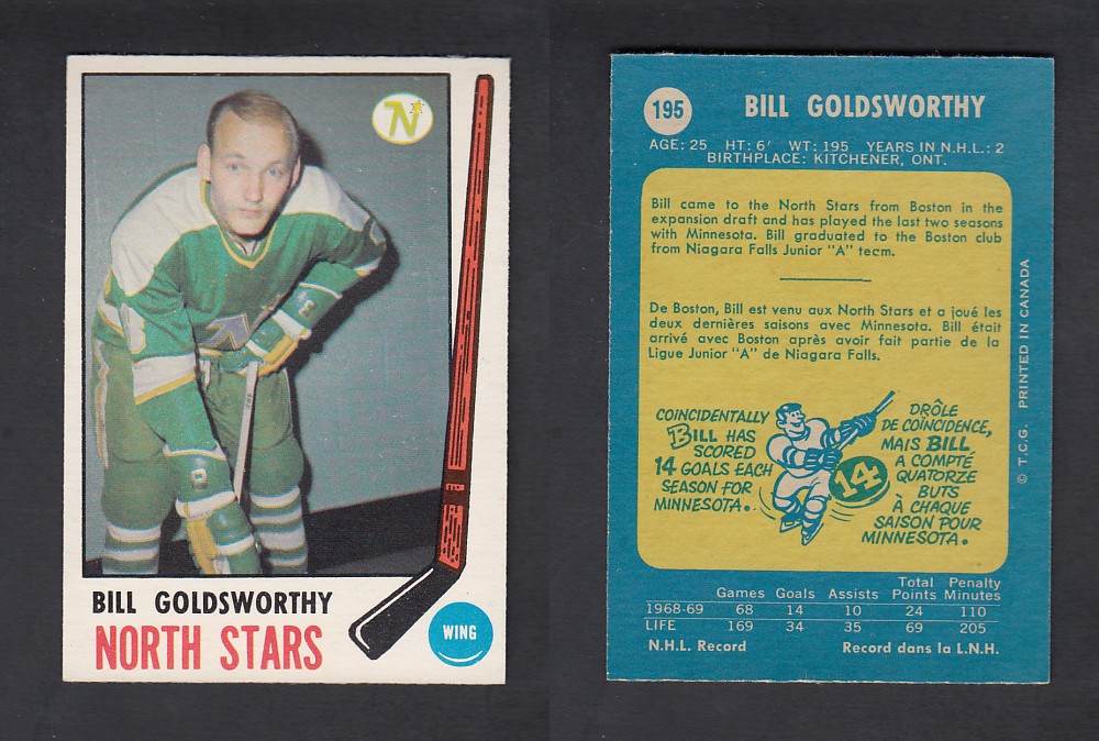 1969-70 O-PEE-CHEE HOCKEY CARD #195 B. GOLDSWORTHY photo 1969-70 O-PEE-CHEE HOCKEY CARD #195 B. GOLDSWORTHY photo