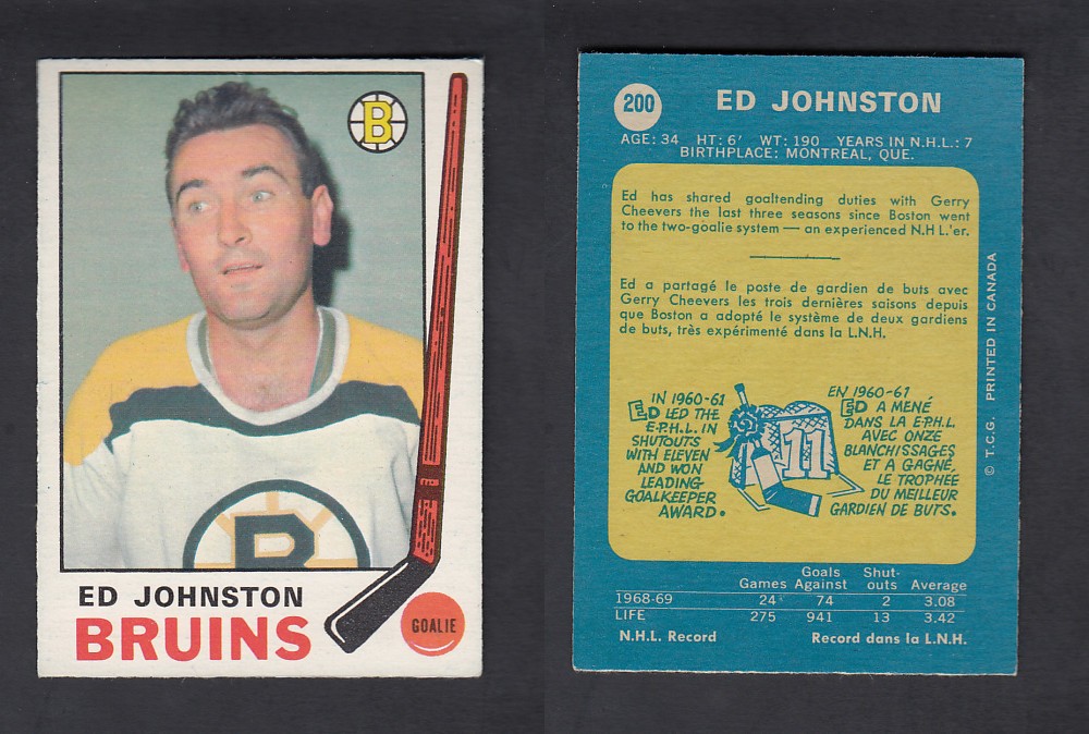 1969-70 O-PEE-CHEE HOCKEY CARD #200 E. JOHNSTON photo 1969-70 O-PEE-CHEE HOCKEY CARD #200 E. JOHNSTON photo