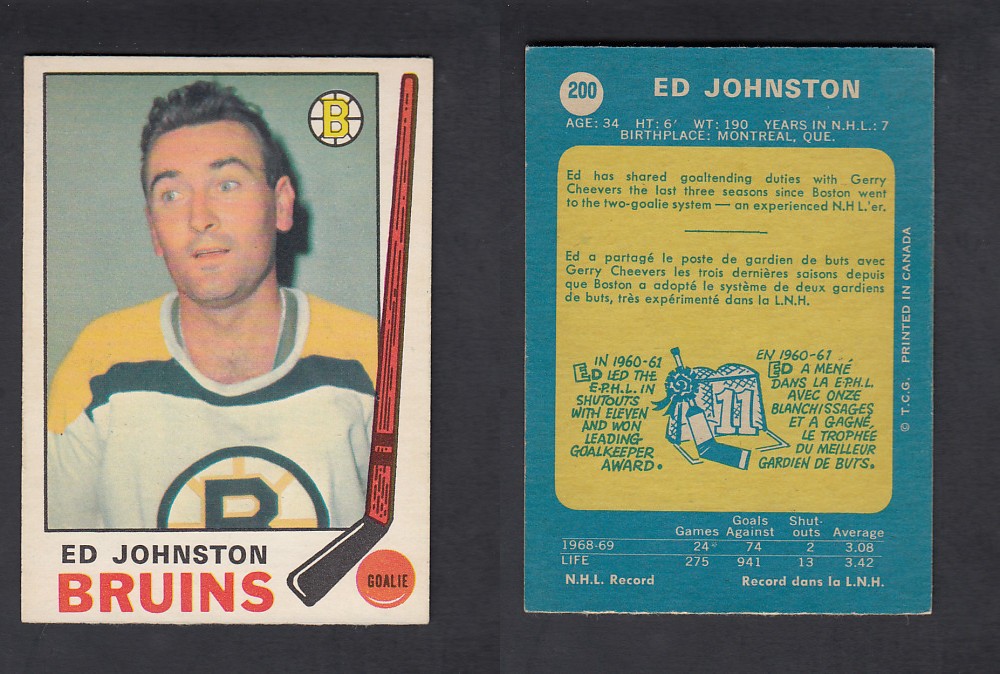 1969-70 O-PEE-CHEE HOCKEY CARD #200 E. JOHNSTON photo 1969-70 O-PEE-CHEE HOCKEY CARD #200 E. JOHNSTON photo