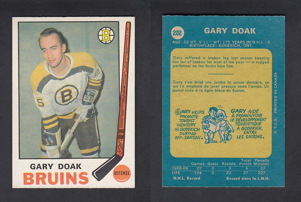 1969-70 O-PEE-CHEE HOCKEY CARD #202 G. DOAK photo 1969-70 O-PEE-CHEE HOCKEY CARD #202 G. DOAK photo