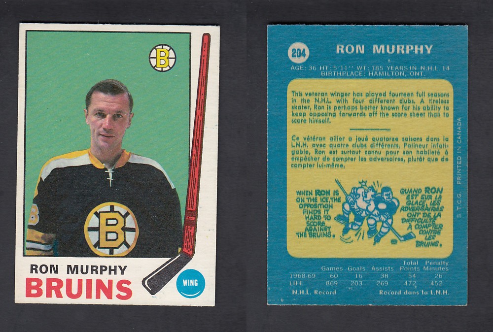 1969-70 O-PEE-CHEE HOCKEY CARD #204 R. MURPHY photo 1969-70 O-PEE-CHEE HOCKEY CARD #204 R. MURPHY photo