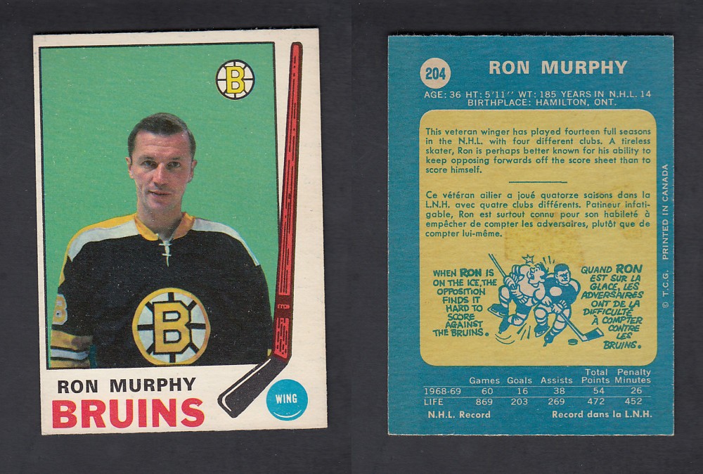 1969-70 O-PEE-CHEE HOCKEY CARD #204 R. MURPHY photo 1969-70 O-PEE-CHEE HOCKEY CARD #204 R. MURPHY photo