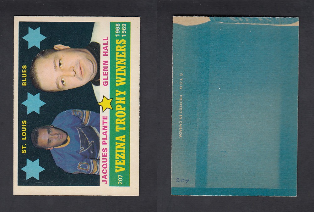 1969-70 O-PEE-CHEE HOCKEY CARD #207 J. PLANTE / G. HALL photo