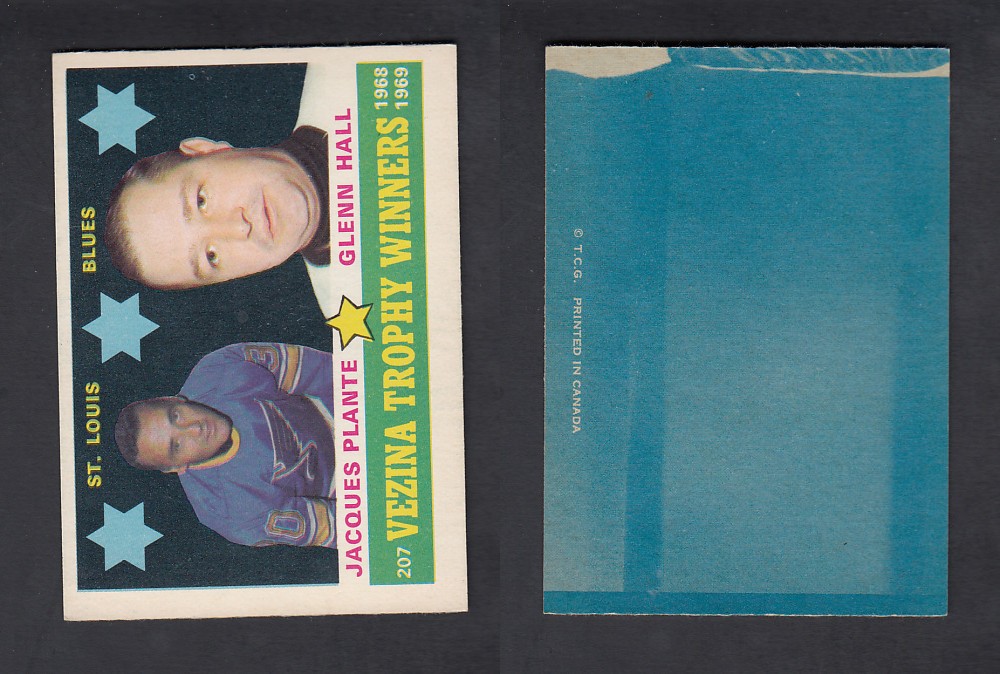 1969-70 O-PEE-CHEE HOCKEY CARD #207 J. PLANTE / G. HALL photo 1969-70 O-PEE-CHEE HOCKEY CARD #207 J. PLANTE / G. HALL photo