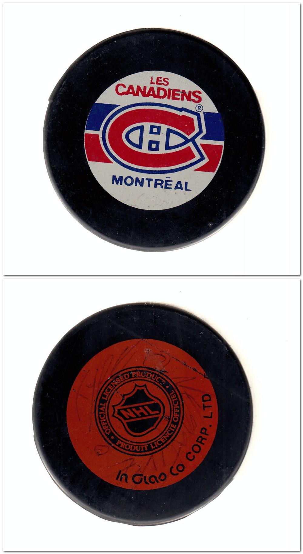 1993-94 CZECHOSLOVAKIA MONTREAL CANADIENS PUCK photo