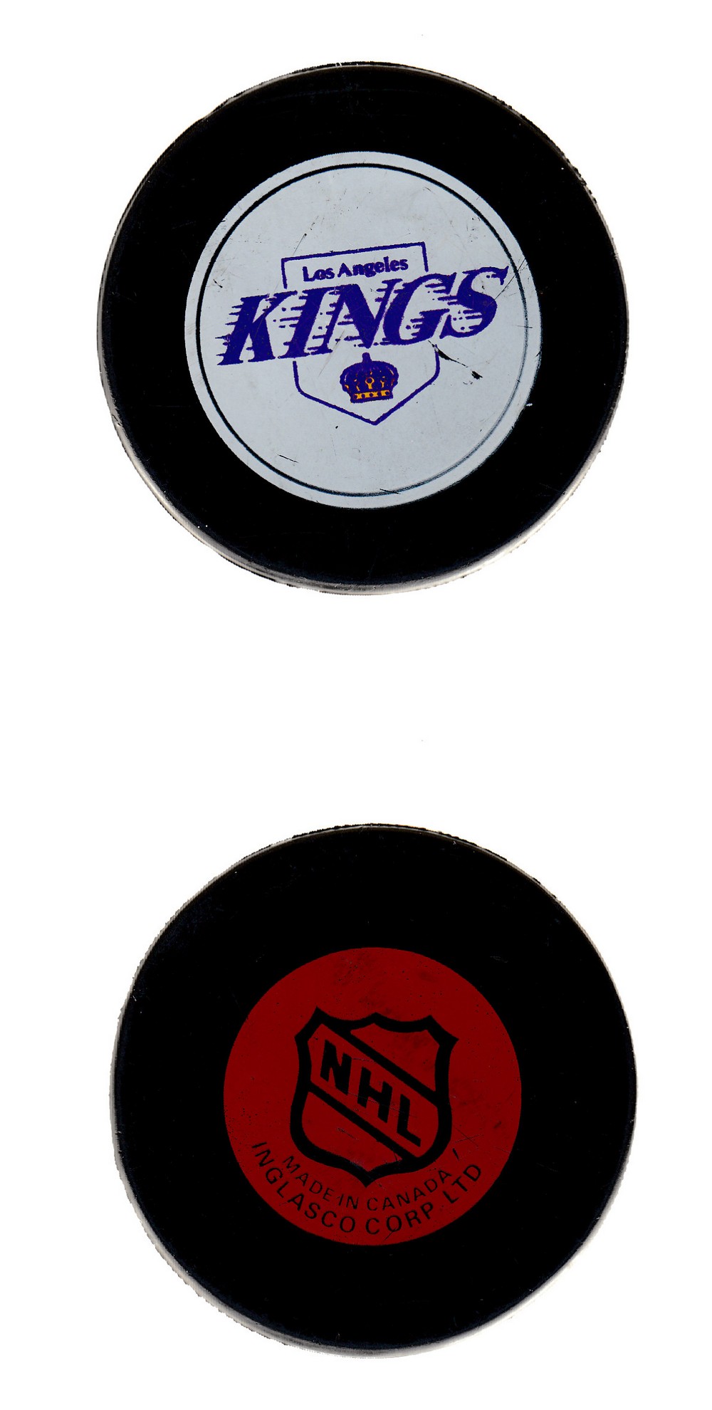 1985-92 IN GLAS CO LOS ANGELES KINGS GAME PUCK photo 1985-92 IN GLAS CO LOS ANGELES KINGS GAME PUCK photo