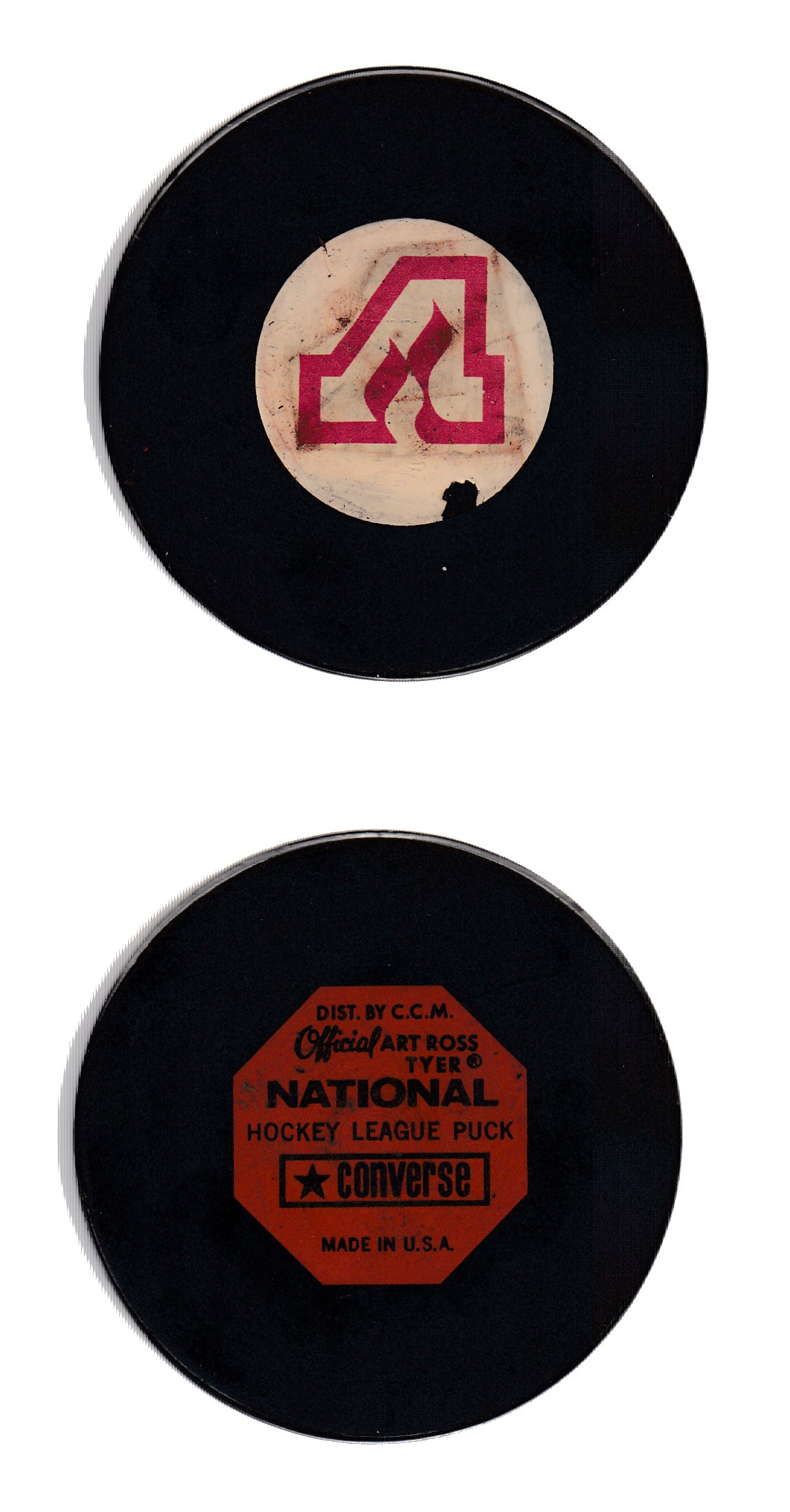 1970-77 CONVERSE ATLANTA FLAMES GAME PUCK photo