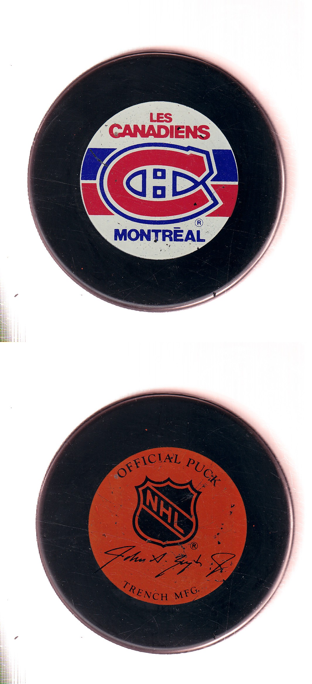 1982-92 GT1 (WITH OFFICIAL) MONTREAL CANADIENS GAME PUCK photo