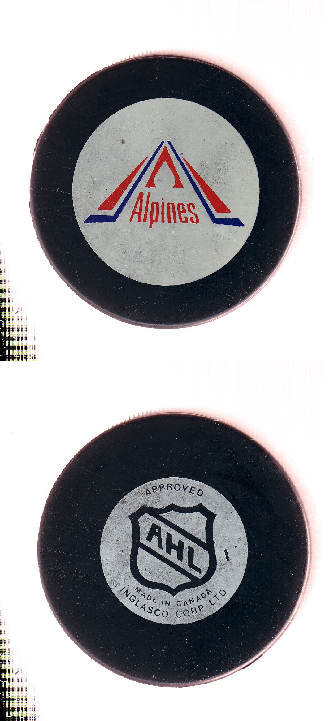 1981-88 VICEROY MONCTON ALPINES GAME PUCK photo 1981-88 VICEROY MONCTON ALPINES GAME PUCK photo
