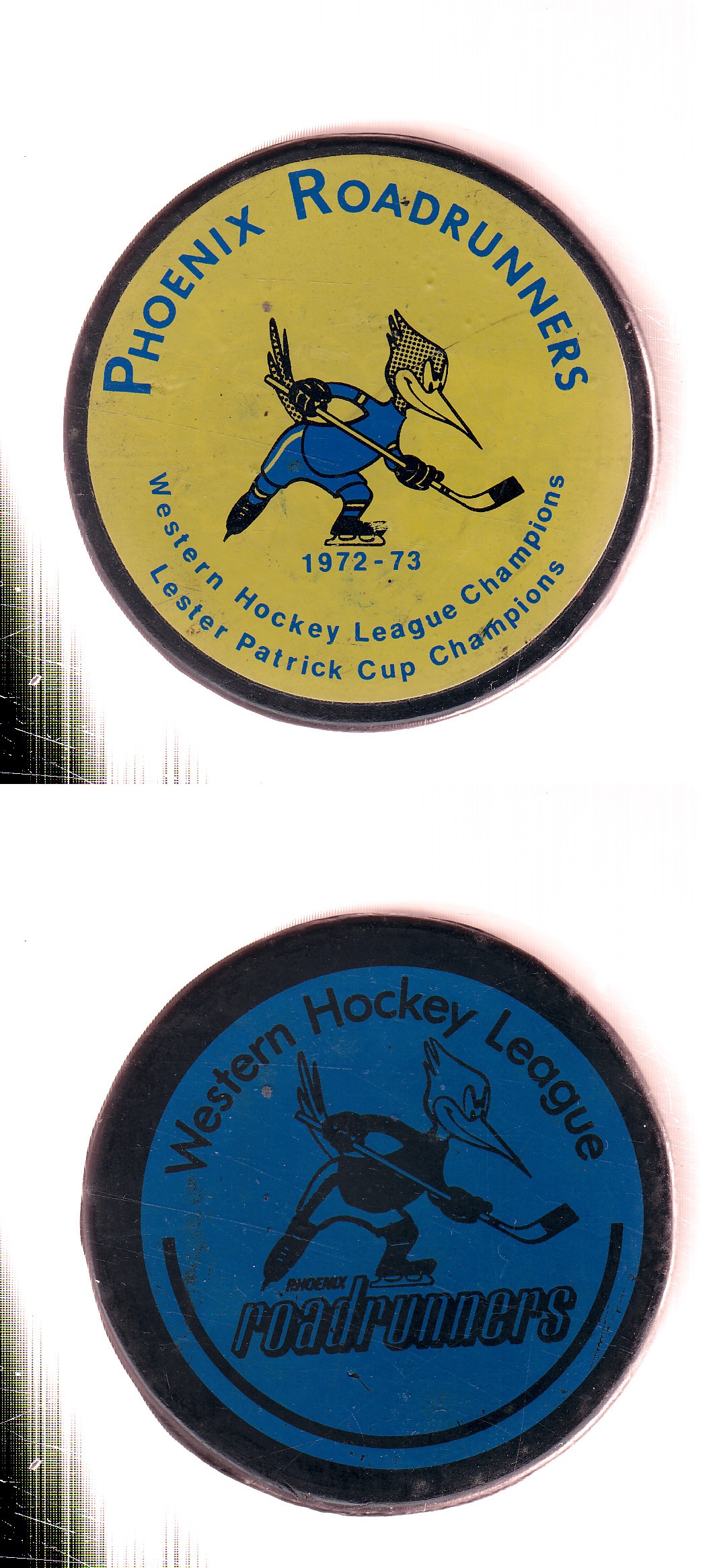 1973 CCM PHOENIX ROADRUNNERS GAME PUCK photo