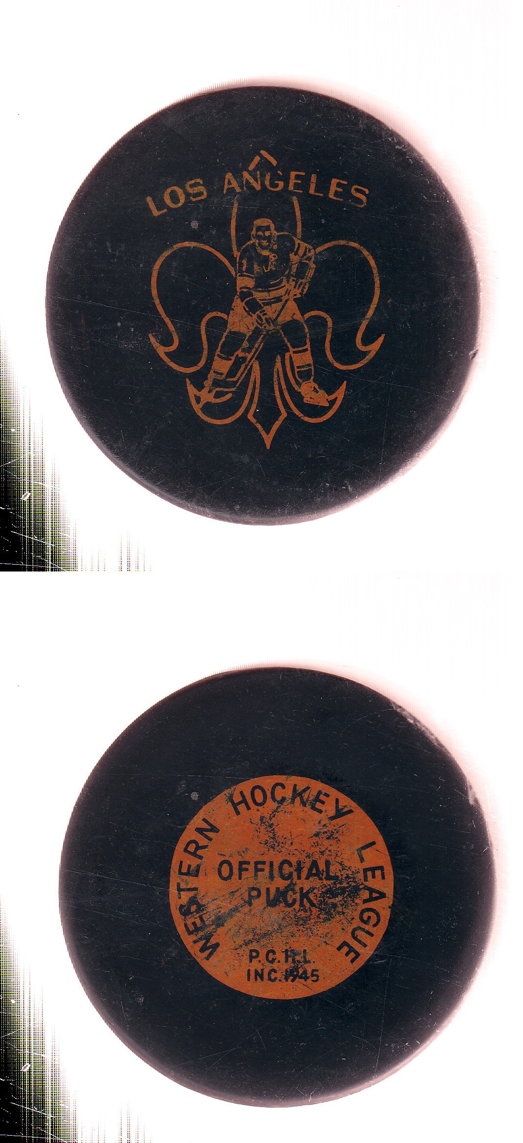 1956-65 CCM LOS ANGELES BLADES GAME PUCK photo