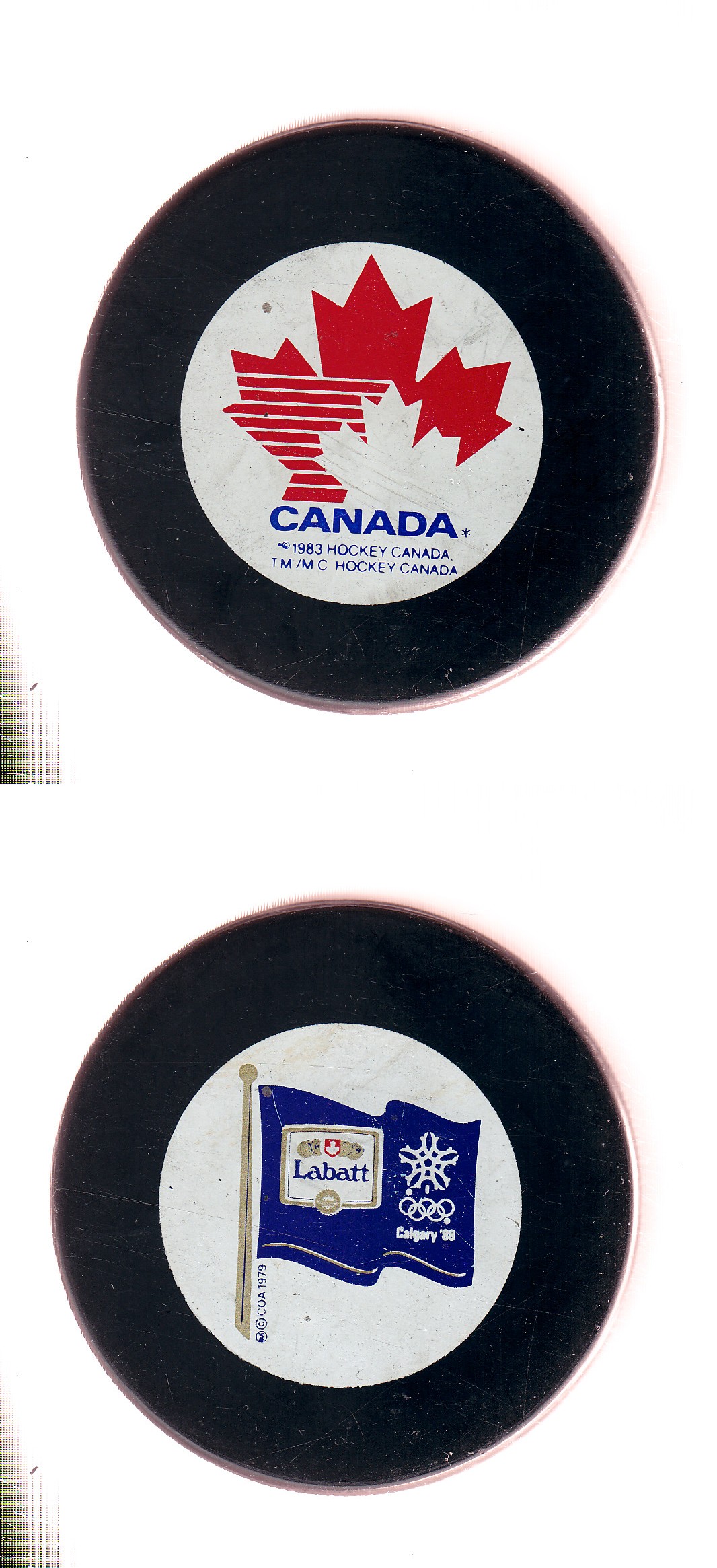 1988 GENERAL TIRE OLYMPIC TEAM CANADA PUCK photo 1988 GENERAL TIRE OLYMPIC TEAM CANADA PUCK photo