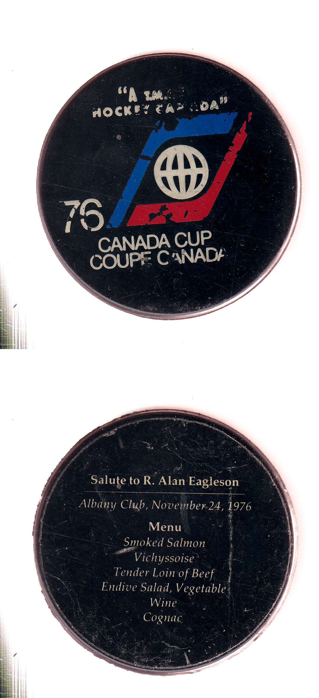 1976 VICEROY CANADA CUP SERIES PUCK MENU photo 1976 VICEROY CANADA CUP SERIES PUCK MENU photo
