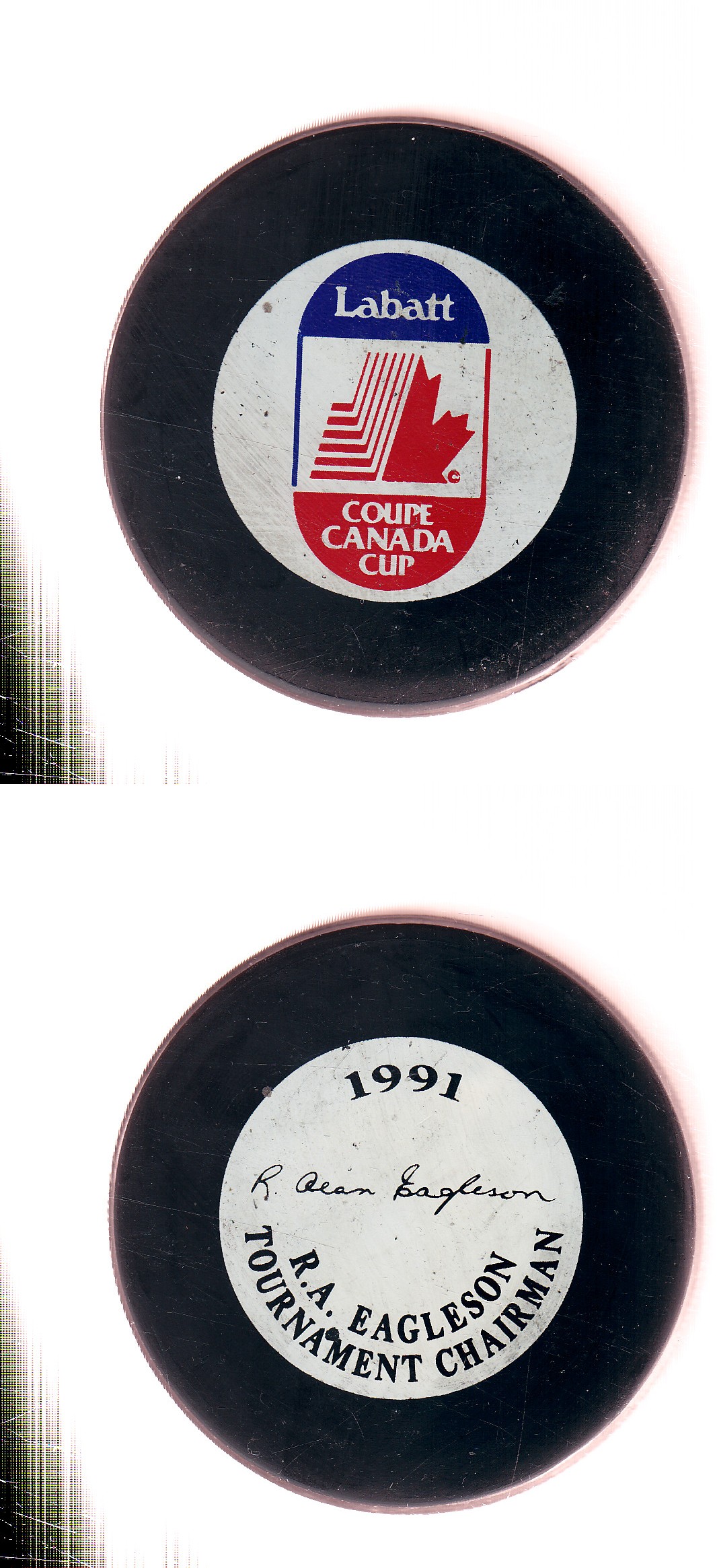 1991 VICEROY CANADA CUP GAME PUCK photo 1991 VICEROY CANADA CUP GAME PUCK photo