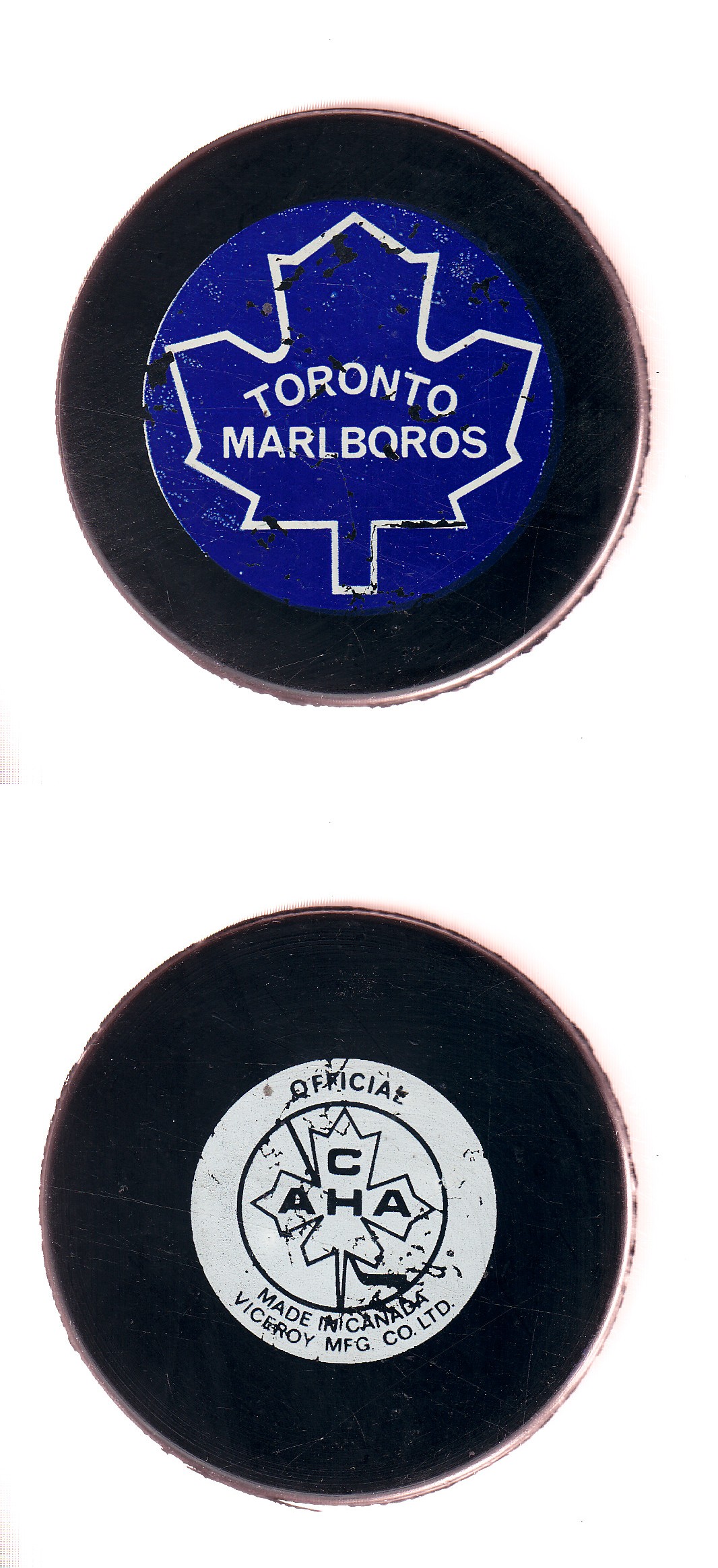 1975-80 VICEROY TORONTO MARLBOROS GAME PUCK photo 1975-80 VICEROY TORONTO MARLBOROS GAME PUCK photo