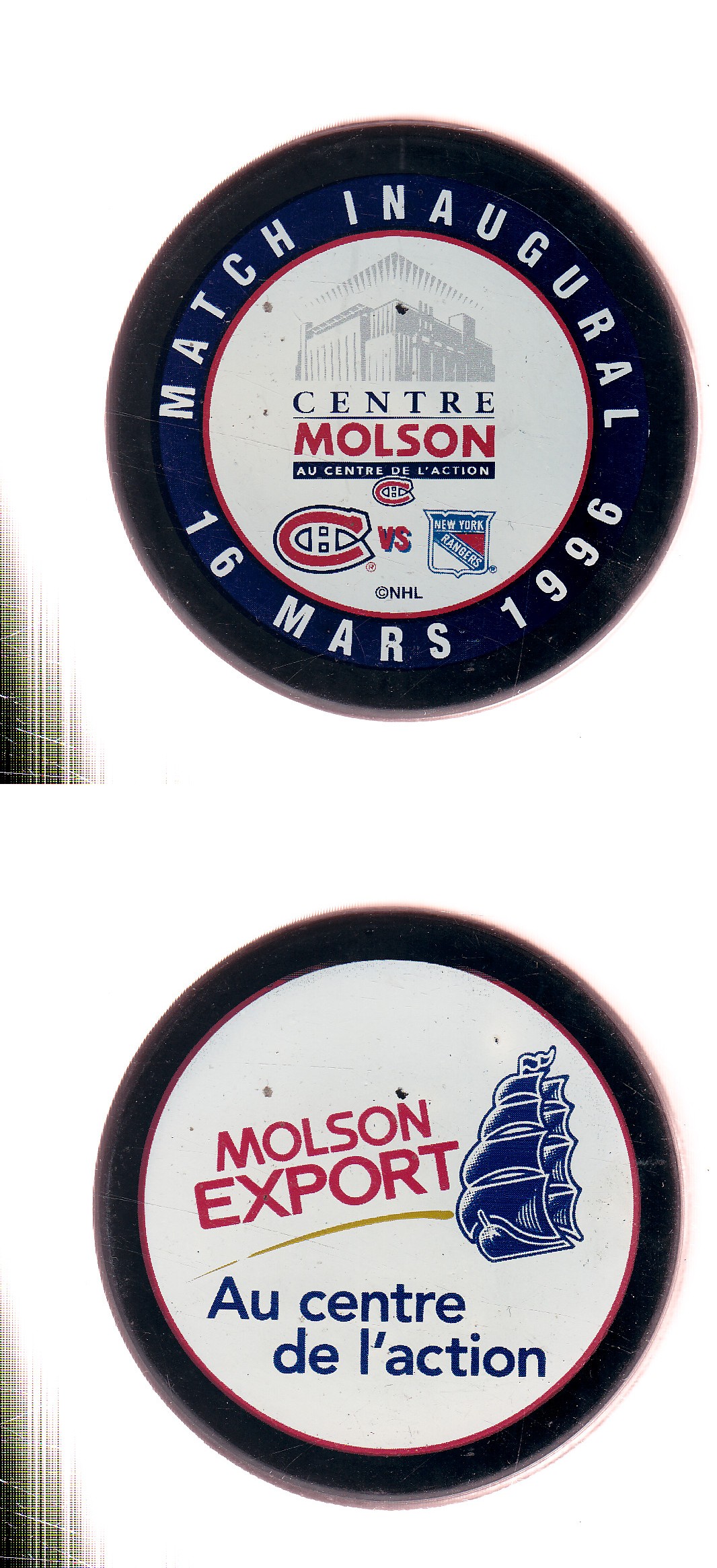 1996 SLOVAKIA MONTREAL CANADIENS MOLSON CENTRE INAUGURAL GAME PUCK photo