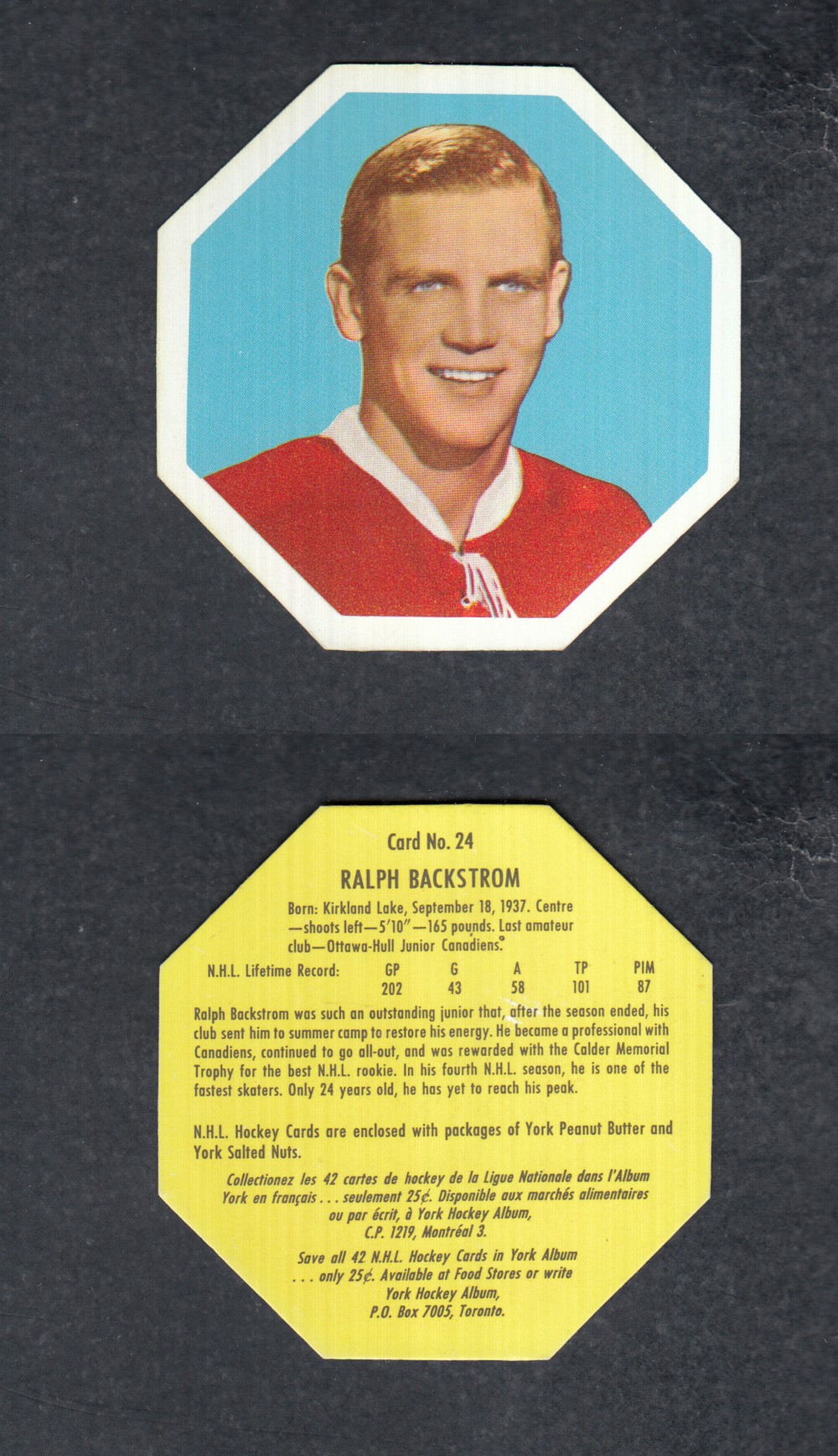 1961-62 YORK HOCKEY CARD #24 R. BACKSTROM photo 1961-62 YORK HOCKEY CARD #24 R. BACKSTROM photo