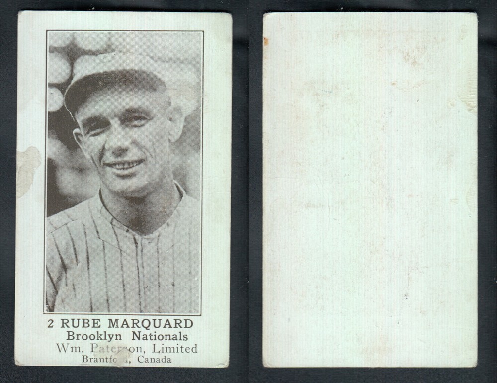 1922 WILLIAM PATERSON BASEBALL CARD #2 R. MARQUARD photo