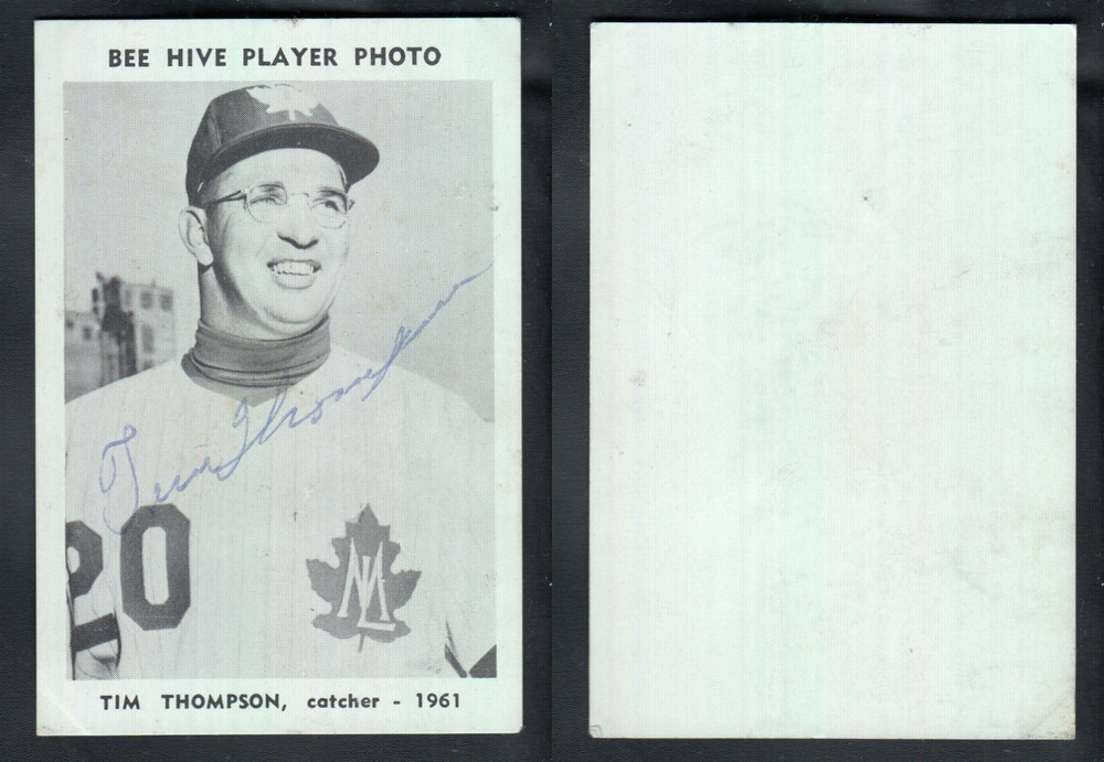 1961 BEEHIVE TORONTO MAPLE LEAFS BASEBALL CARD T. THOMPSON photo